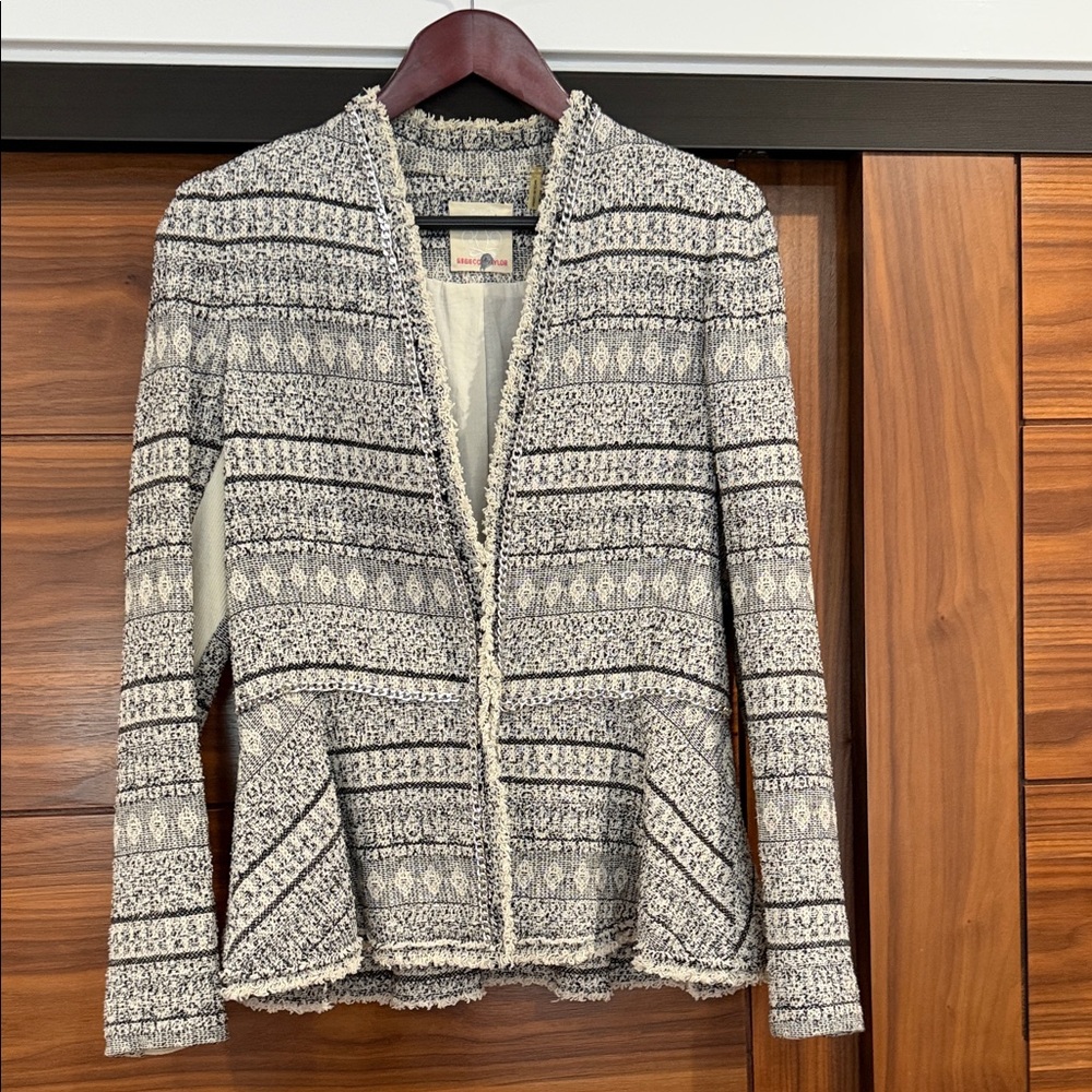 Rebecca Taylor Cream and Black Patterned Blazer